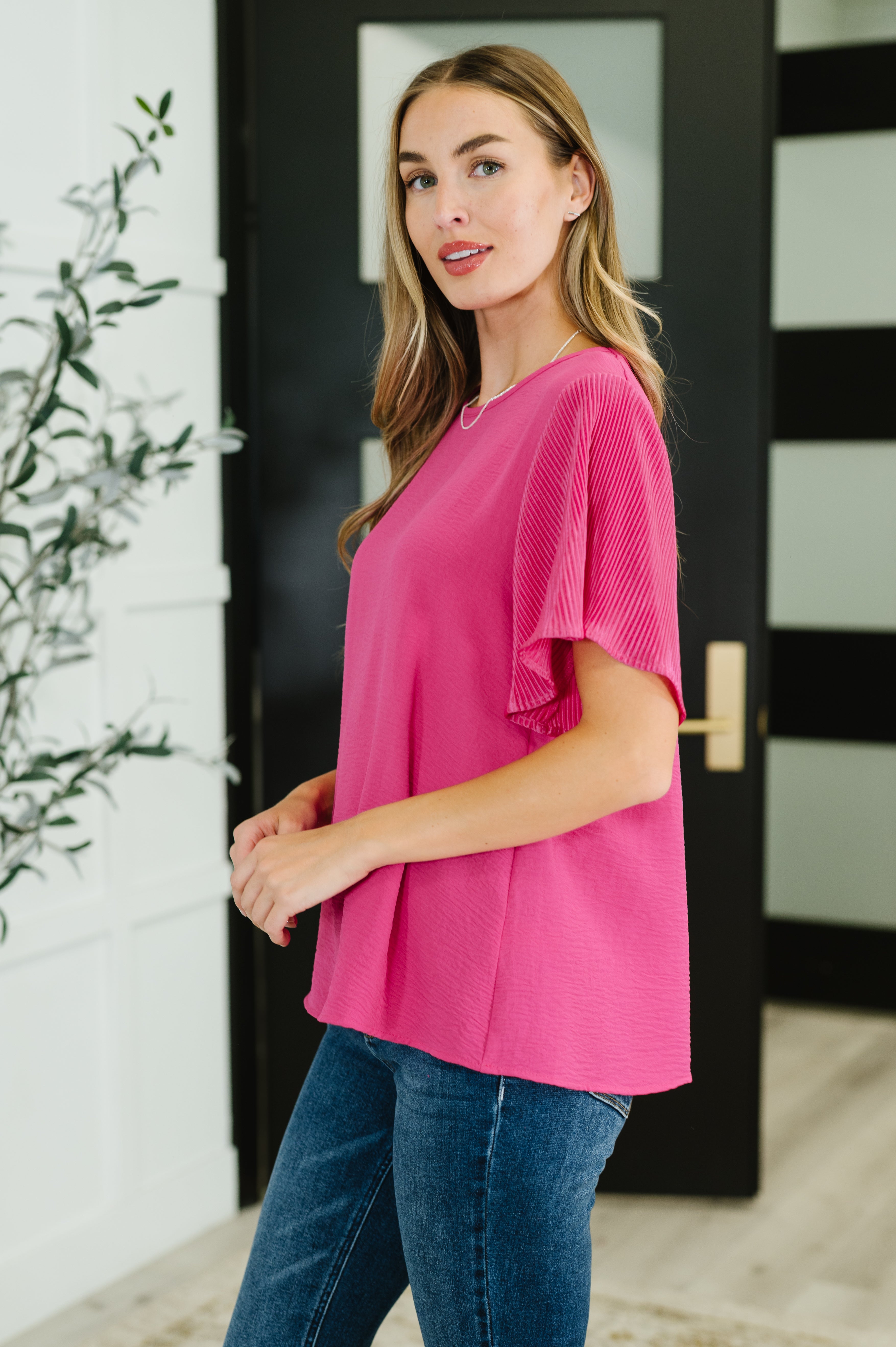 Pink and Perfect Ruffle Sleeve Top - Charming Charlie