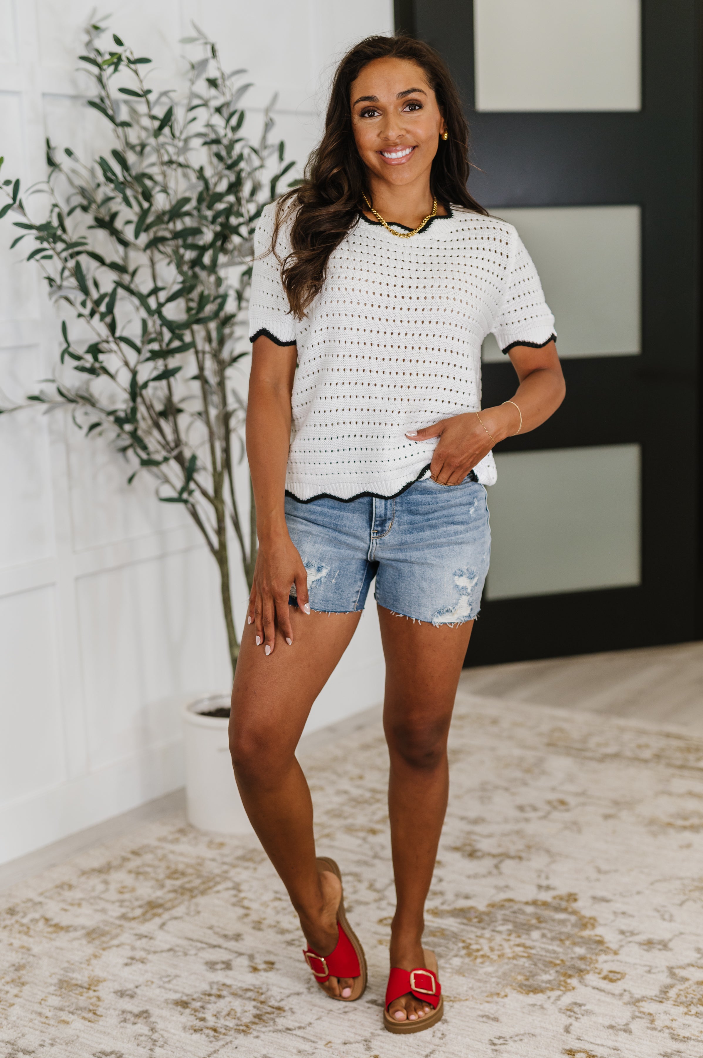 Pinkies Up Knit Top in White - Charming Charlie