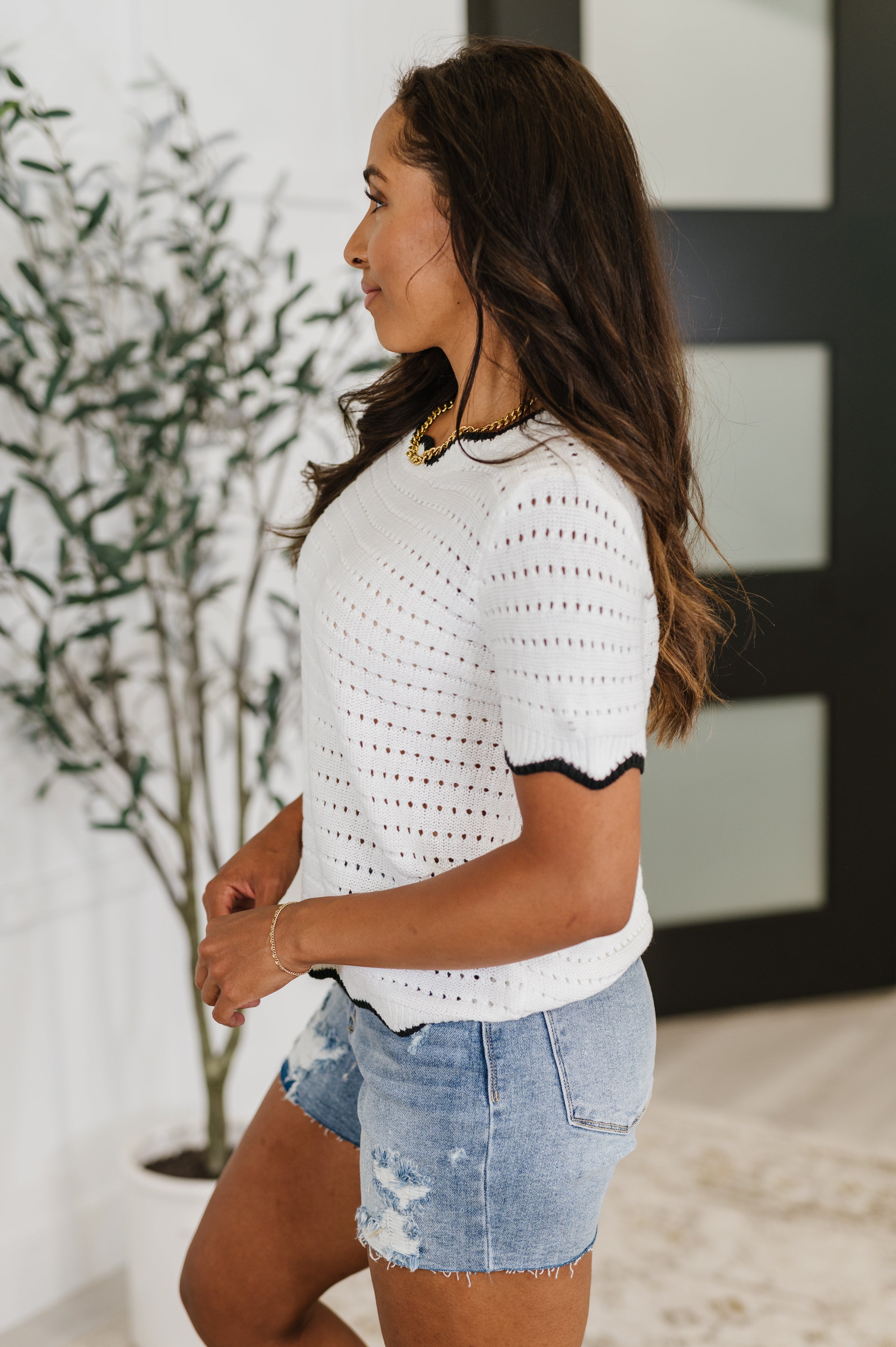 Pinkies Up Knit Top in White - Charming Charlie