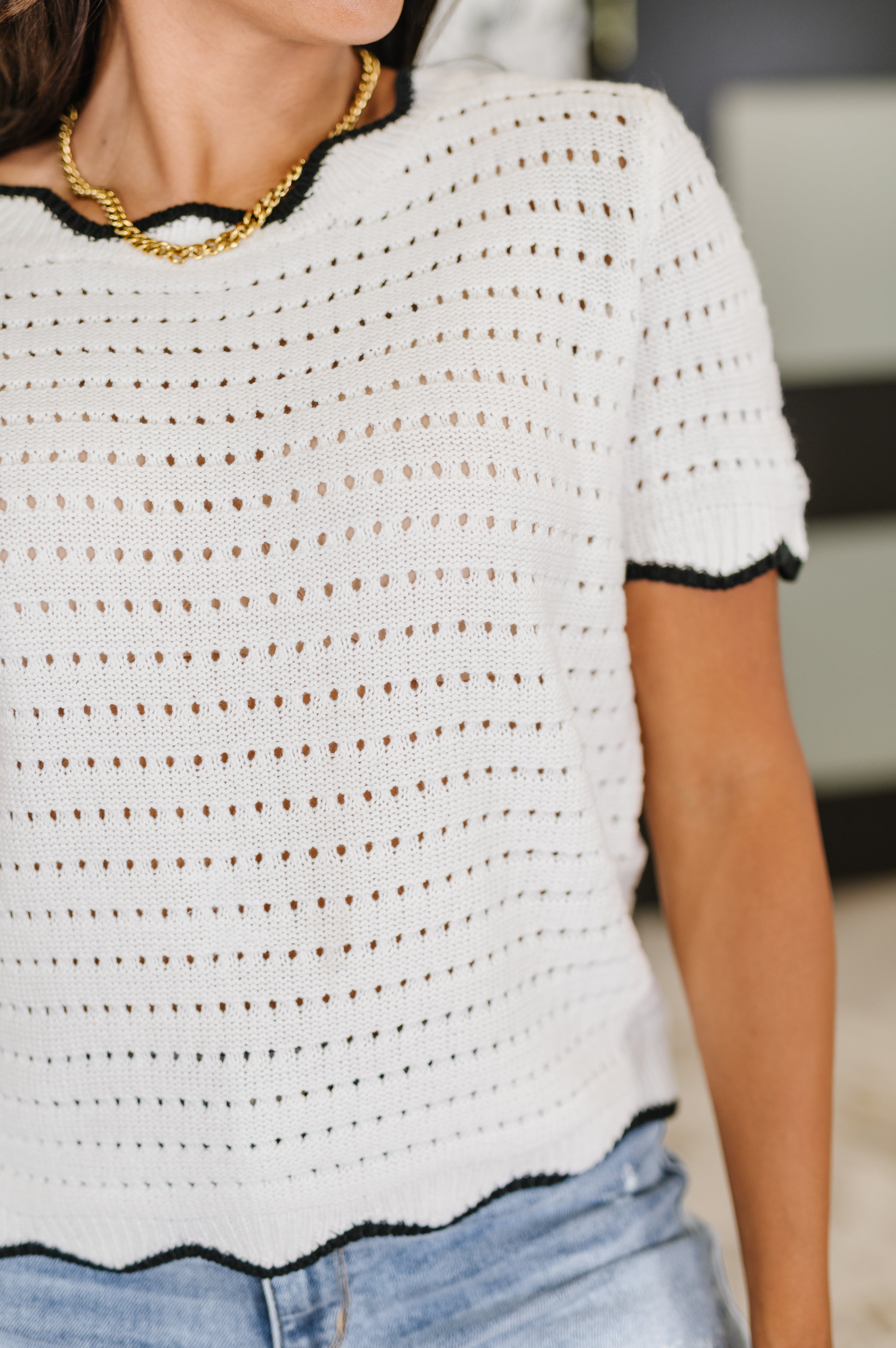 Pinkies Up Knit Top in White - Charming Charlie