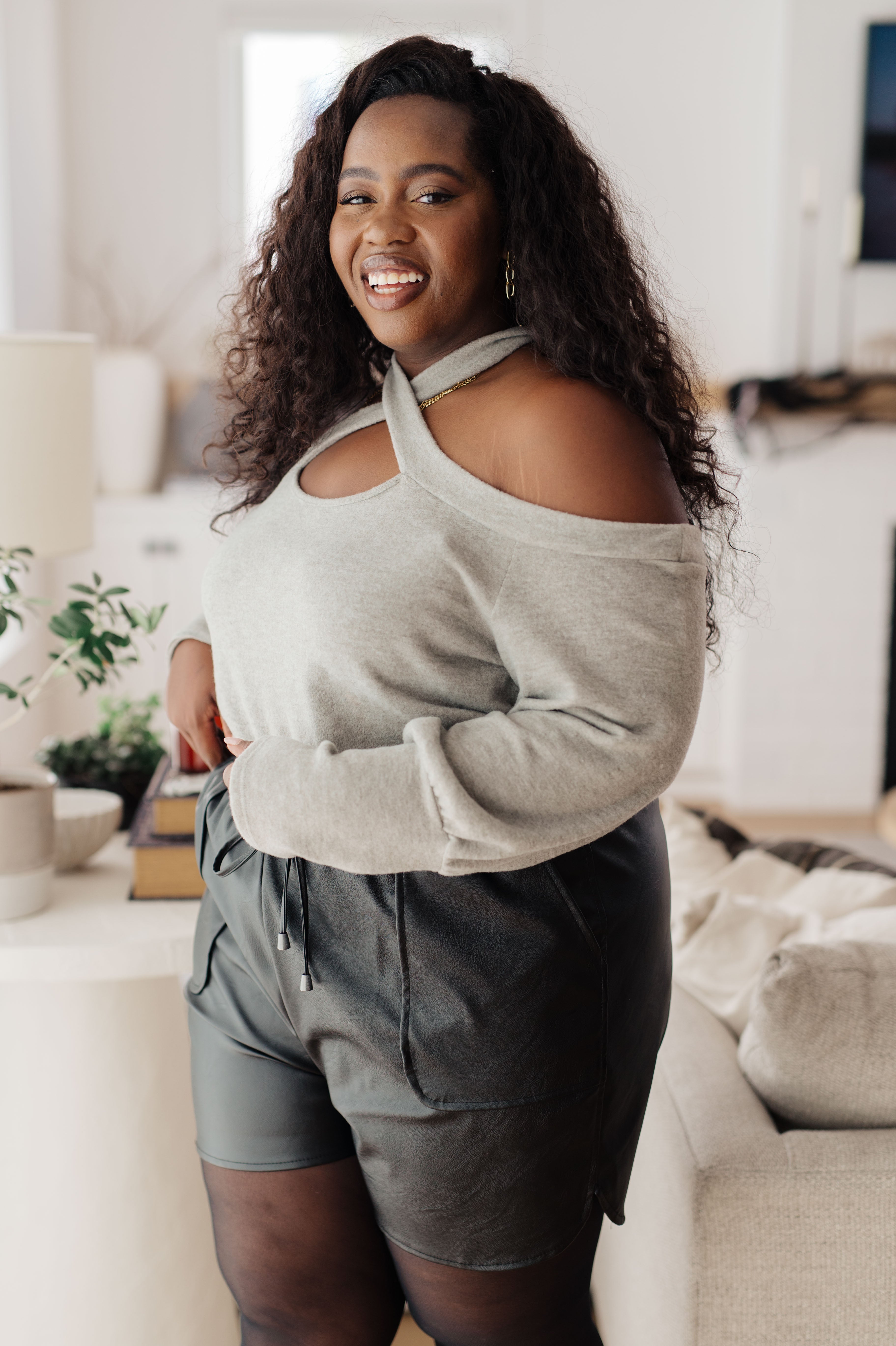 Pizza and a Movie Halter Detail Top - Charming Charlie