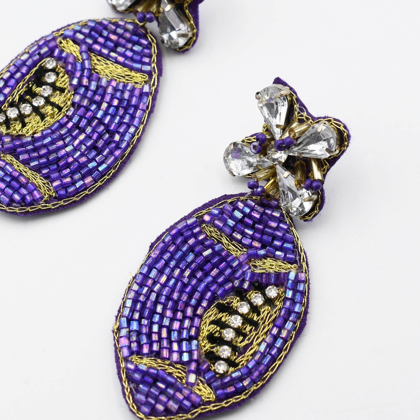 Purple Football Beaded Earrings S30 - Charming Charlie