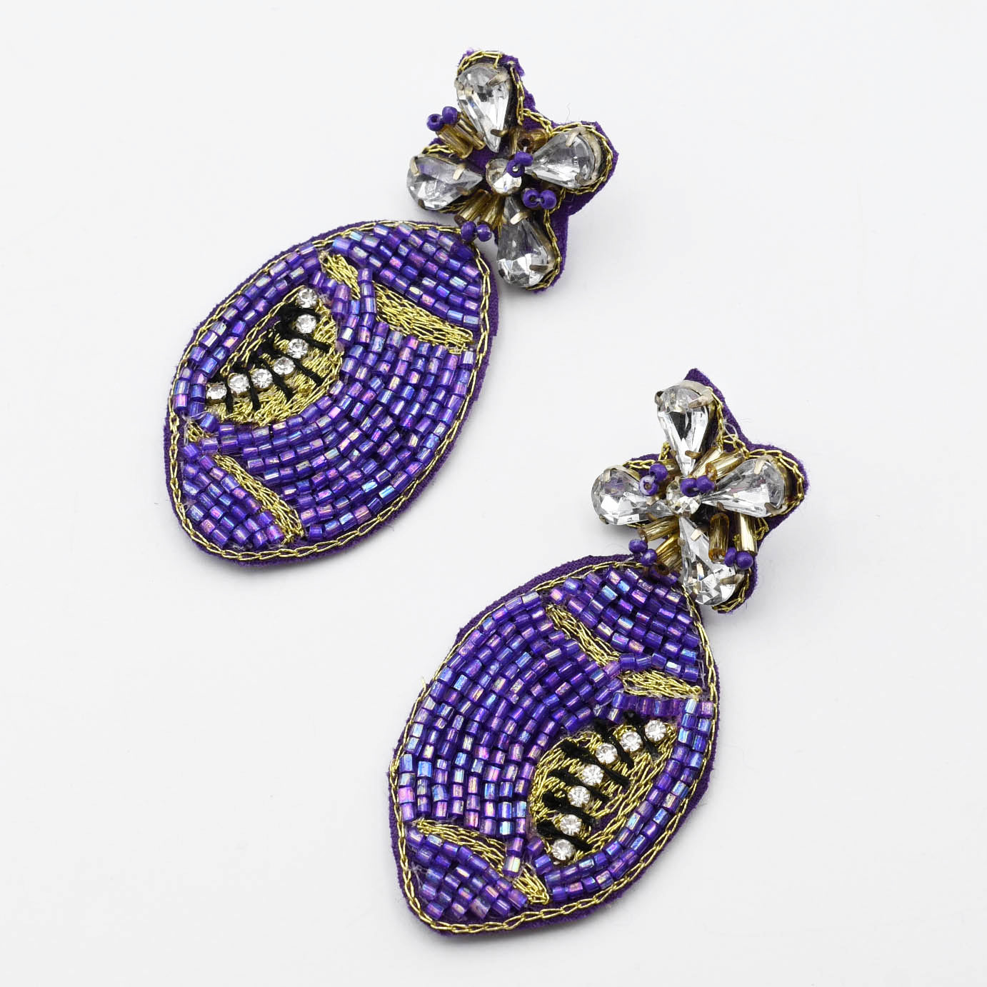 Purple Football Beaded Earrings S30 - Charming Charlie