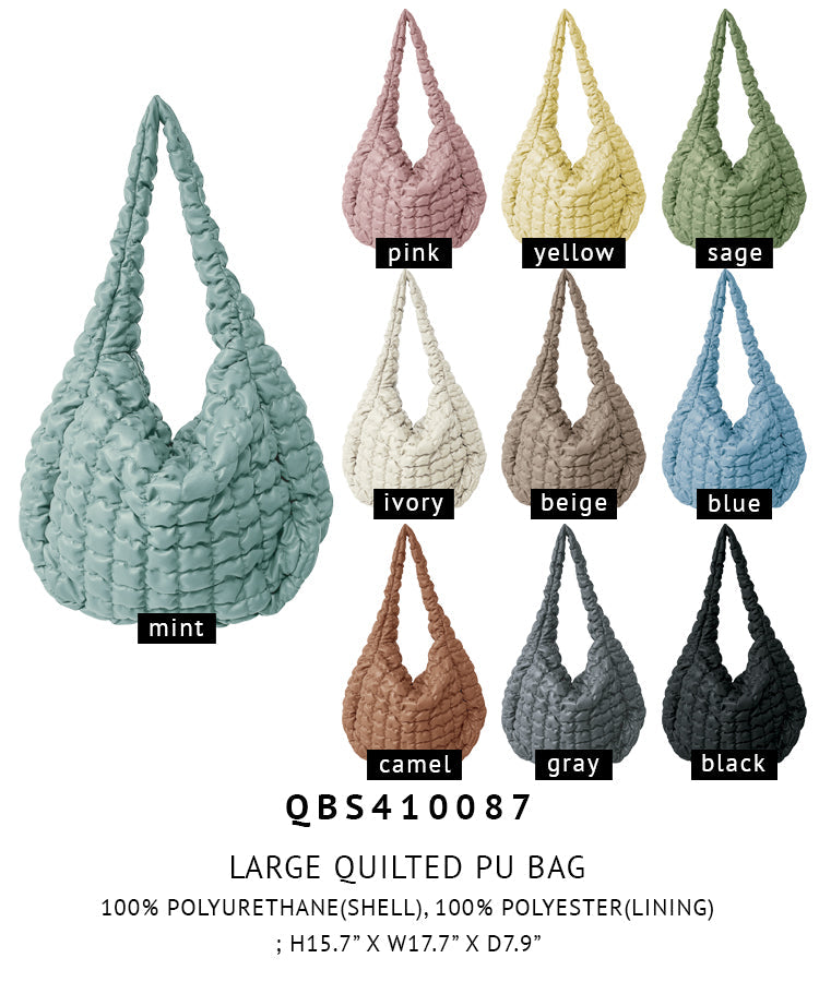 Large Quilted PU Bag - Charming Charlie