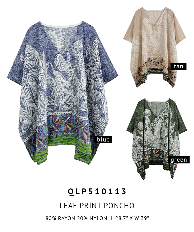 Leaf Print Poncho - Charming Charlie