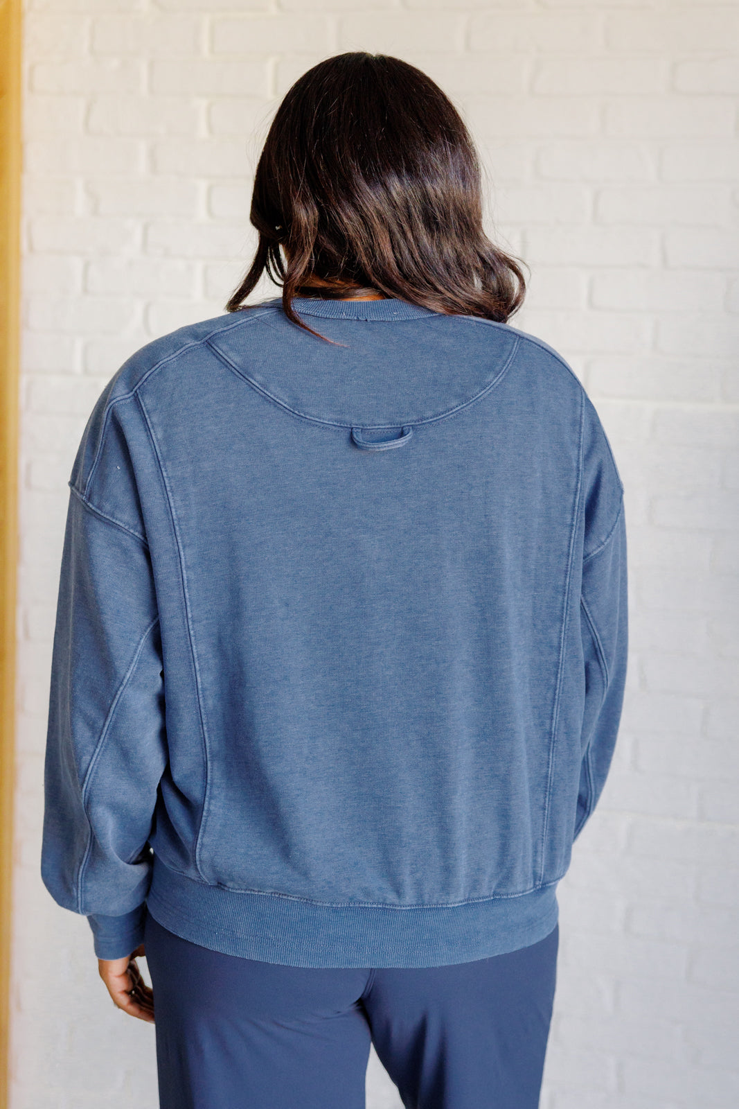 Quick Fix Mineral Wash Crew Neck Pullover in Psychic - Charming Charlie