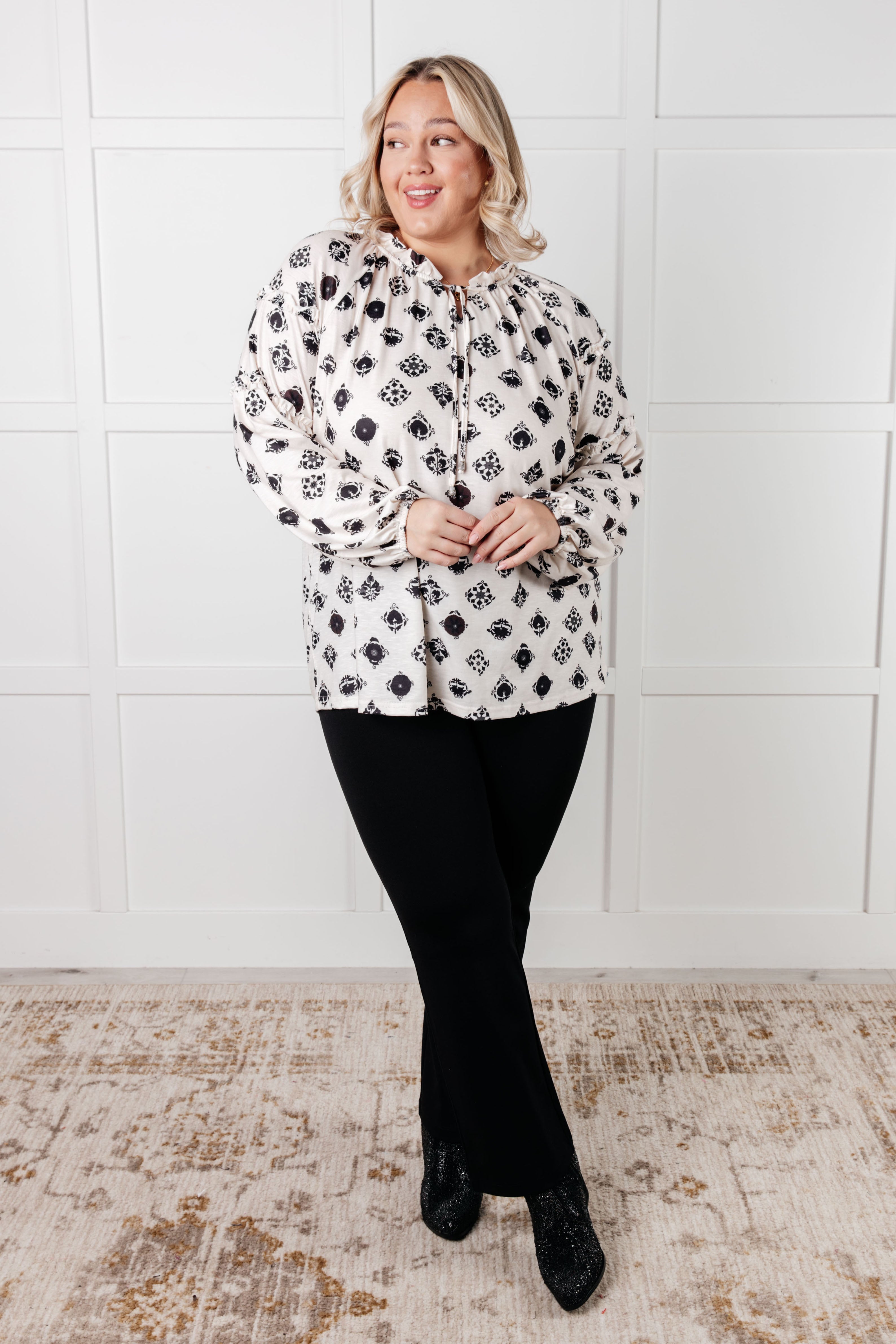 Quick Follow Up Floral Tile Blouse - Charming Charlie