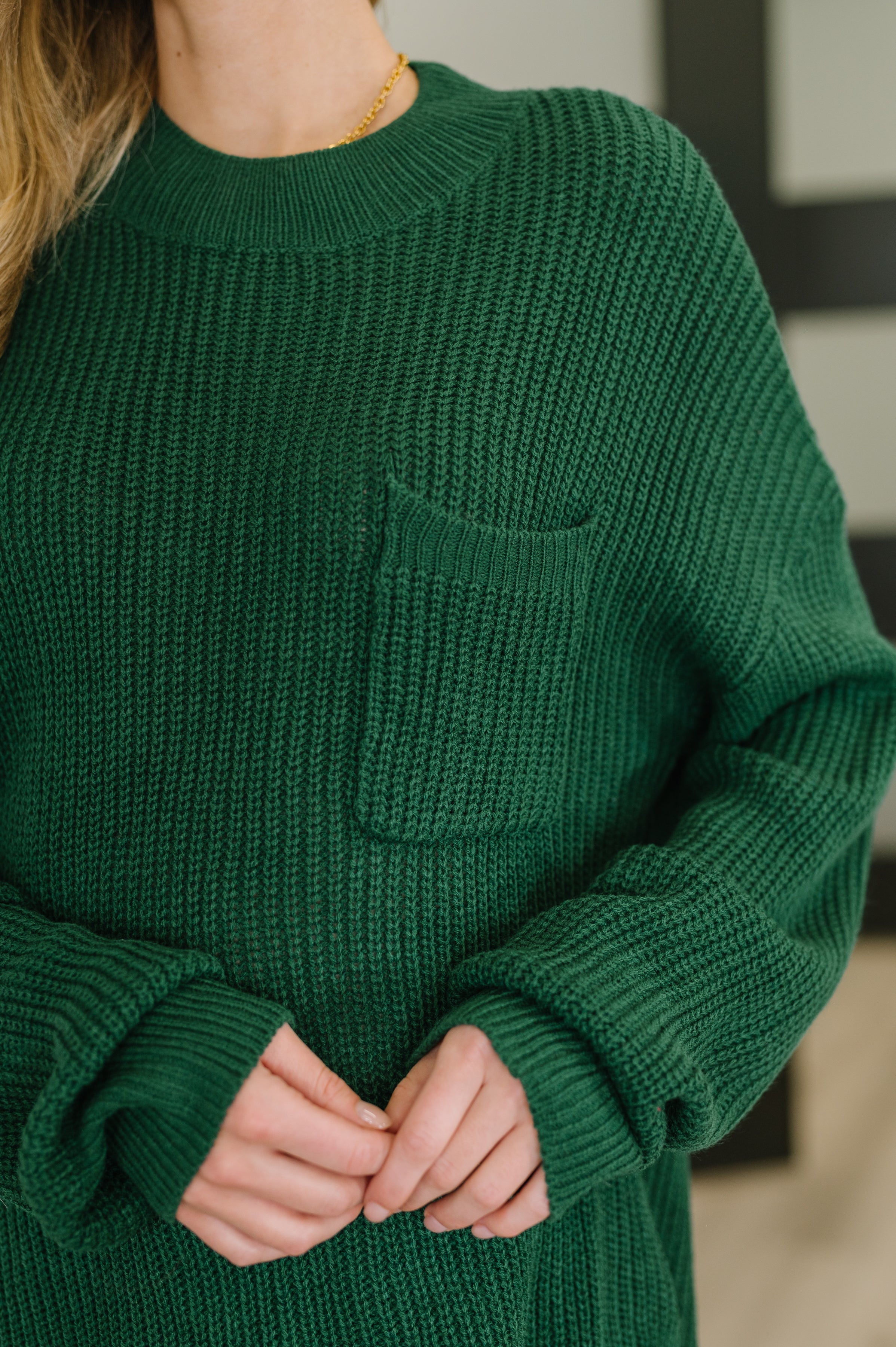 Quick Nap Textured Pullover in Hunter Green - Charming Charlie