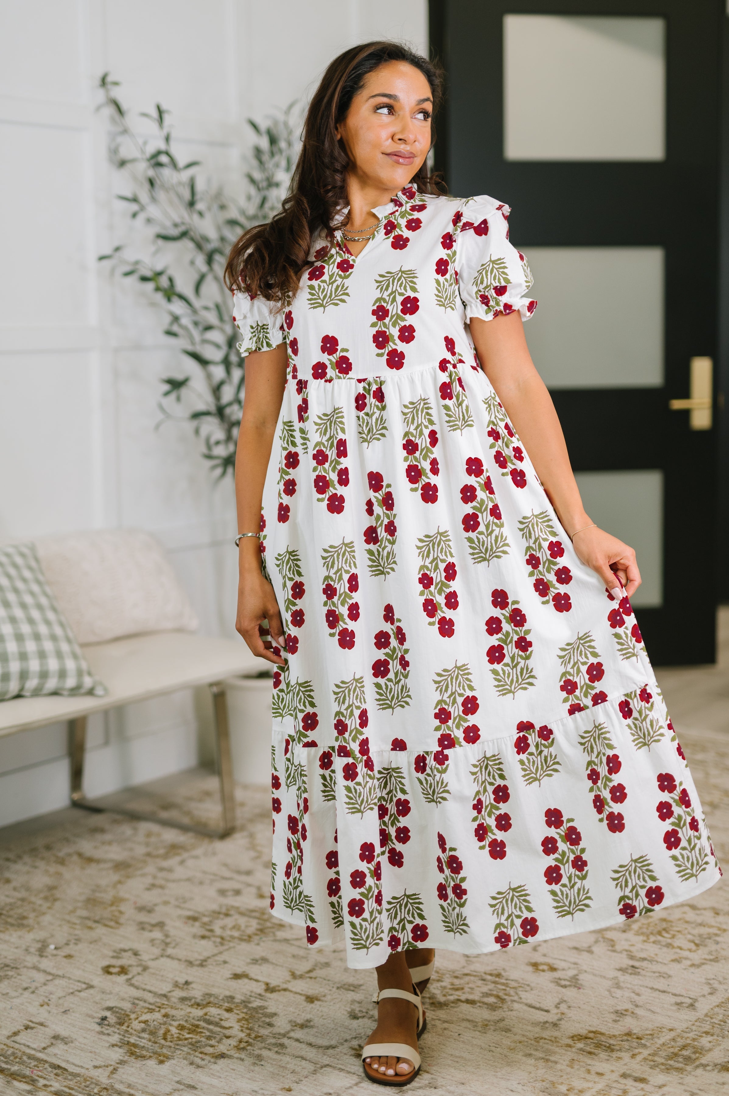 Quiet Life Notch Neck Tiered Dress in White - Charming Charlie