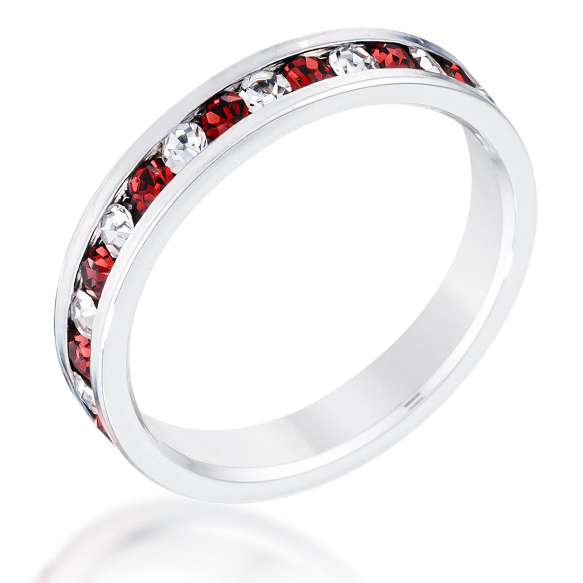 Clear and Red Alternating Crystal Eternity Ring - Charming Charlie