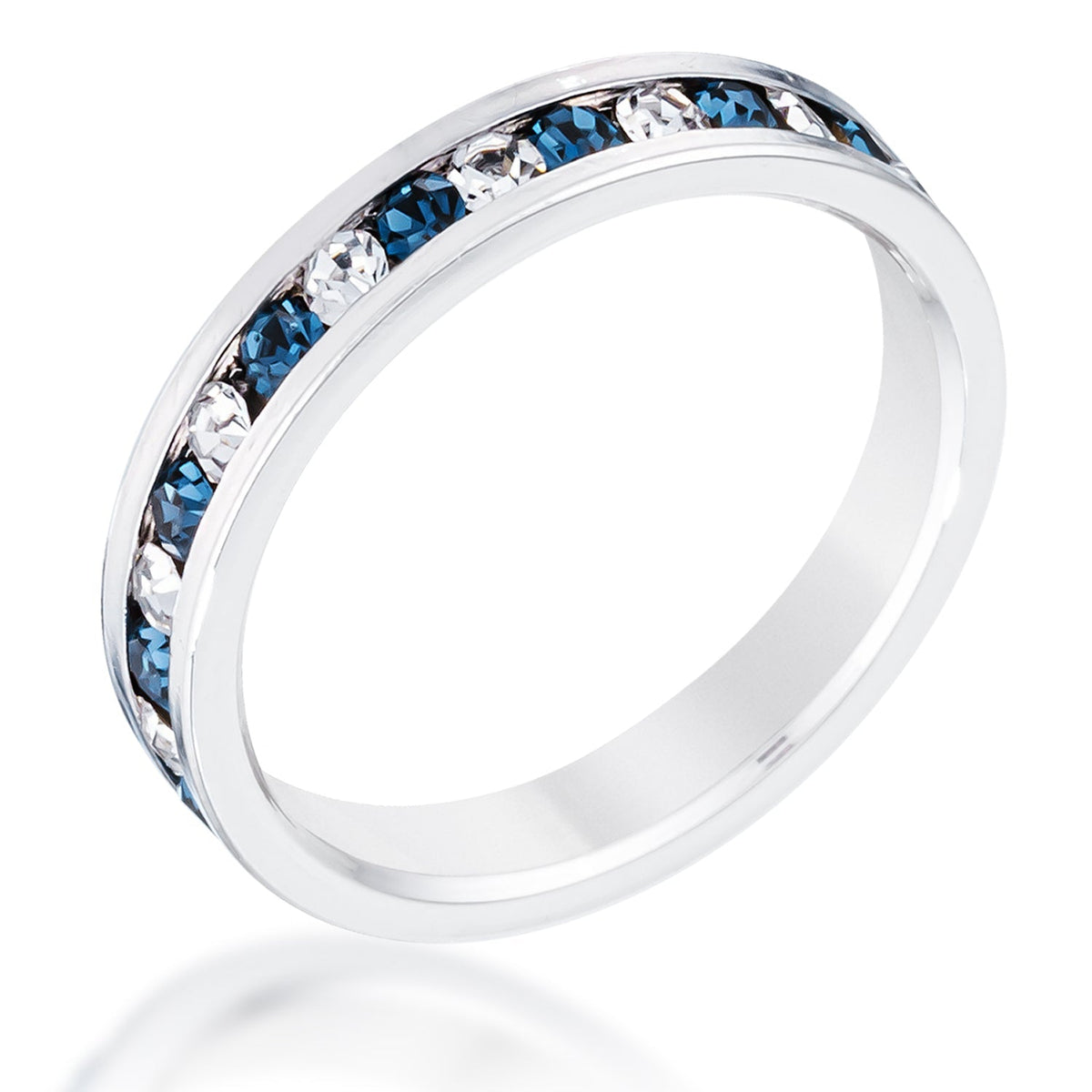 Clear and Blue Alternating Crystal Eternity Ring - Charming Charlie