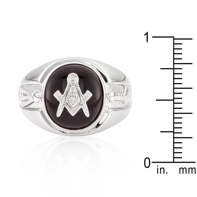 Rhodium Plated Onyx Mens Ring - Charming Charlie