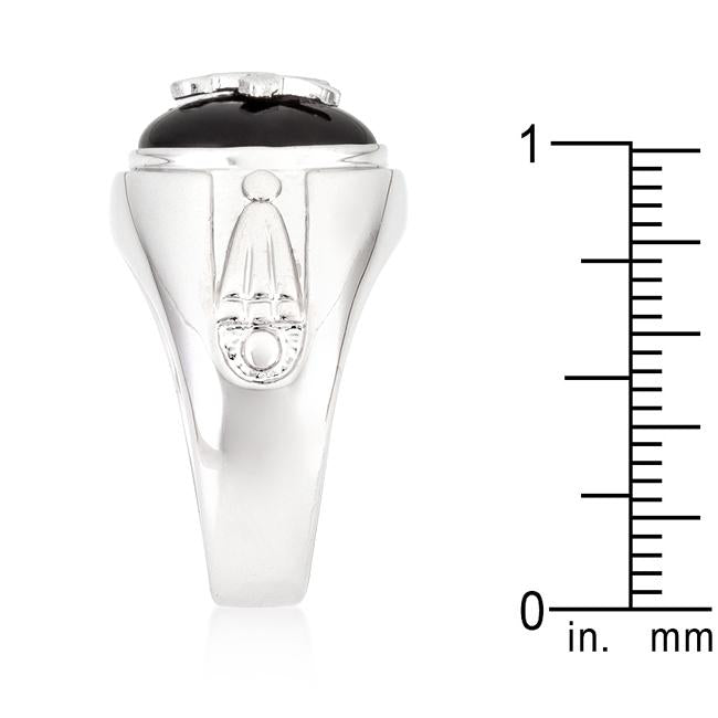 Rhodium Plated Onyx Mens Ring - Charming Charlie