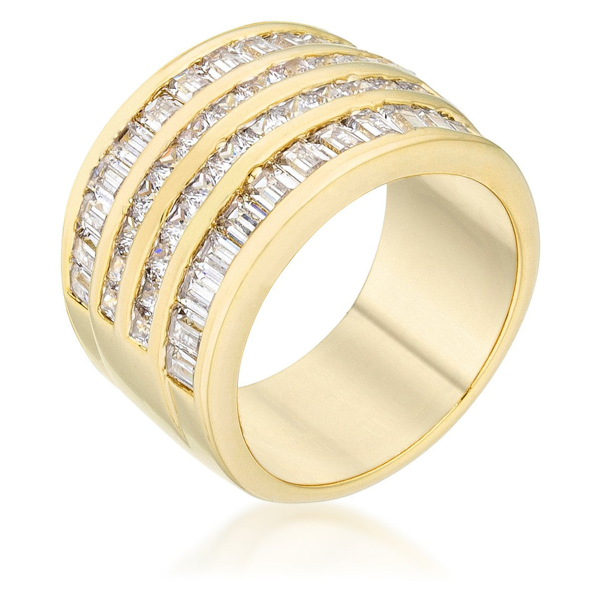 4 Row Gold Cubic Zirconia Cocktail Ring - Charming Charlie