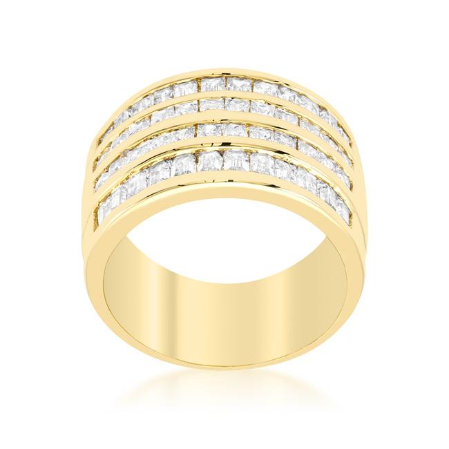 4 Row Gold Cubic Zirconia Cocktail Ring - Charming Charlie