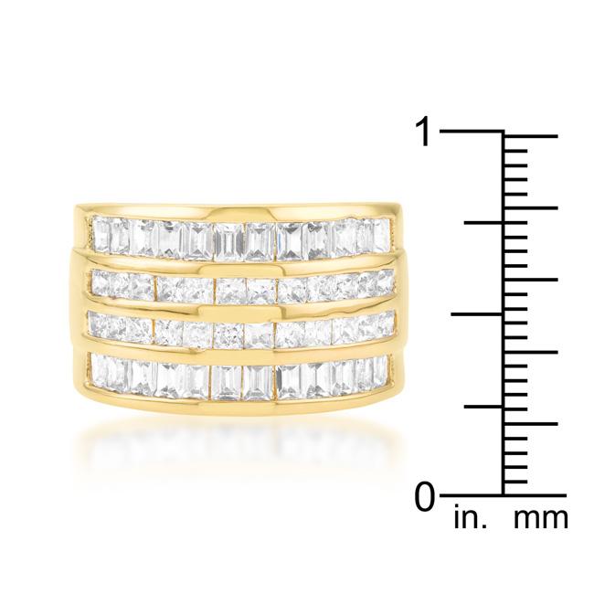 4 Row Gold Cubic Zirconia Cocktail Ring - Charming Charlie