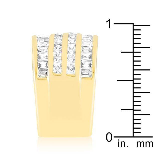 4 Row Gold Cubic Zirconia Cocktail Ring - Charming Charlie