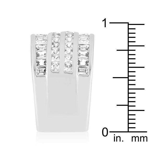 4 Row Rhodium Cubic Zirconia Cocktail Ring - Charming Charlie