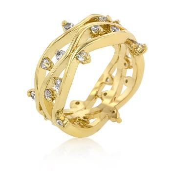 Golden Cubic Zirconia Vines Ring - Charming Charlie