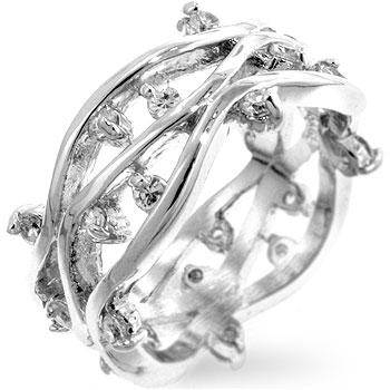 Rhodium Plated Zircon Vines Ring - Charming Charlie
