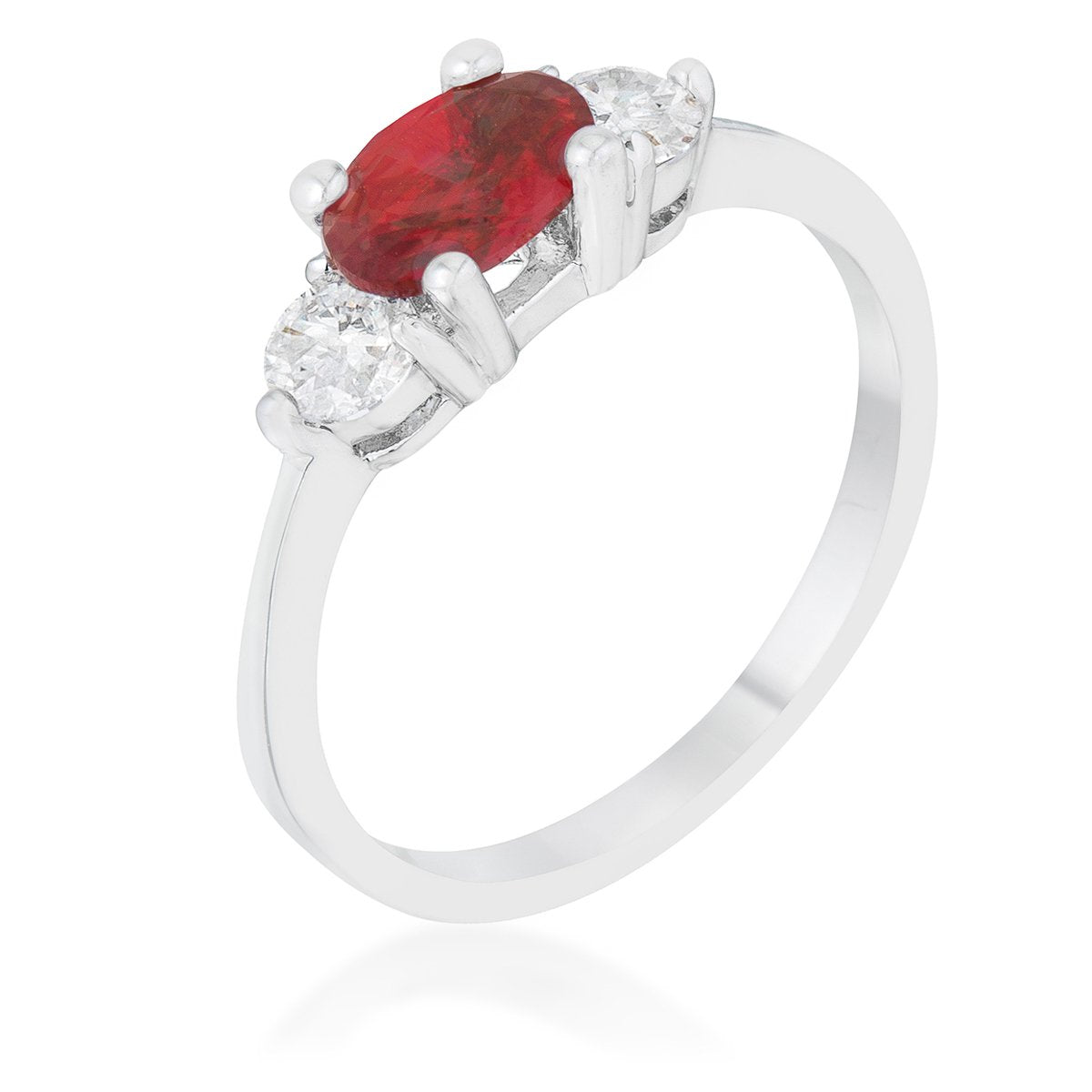 Miranna 1.2ct Garnet CZ Rhodium Classic Oval Ring - Charming Charlie
