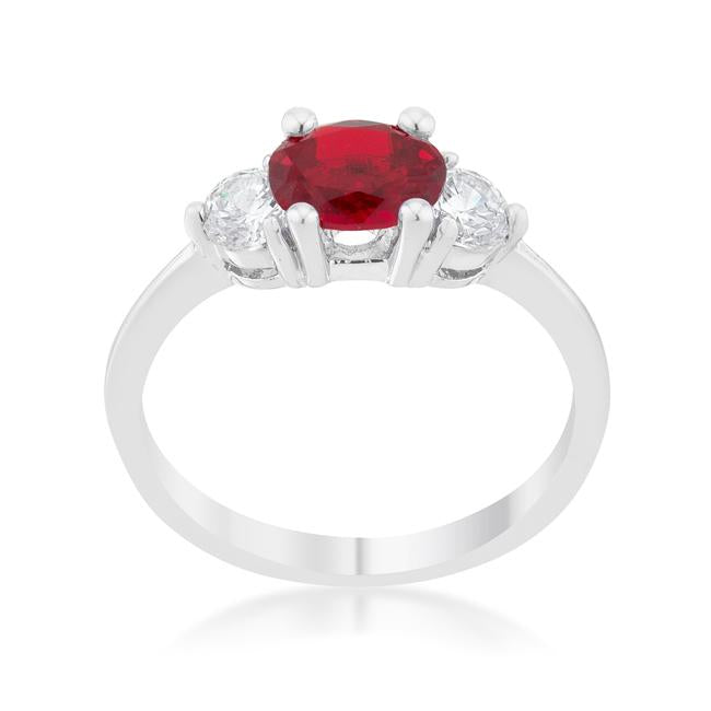 Miranna 1.2ct Garnet CZ Rhodium Classic Oval Ring - Charming Charlie