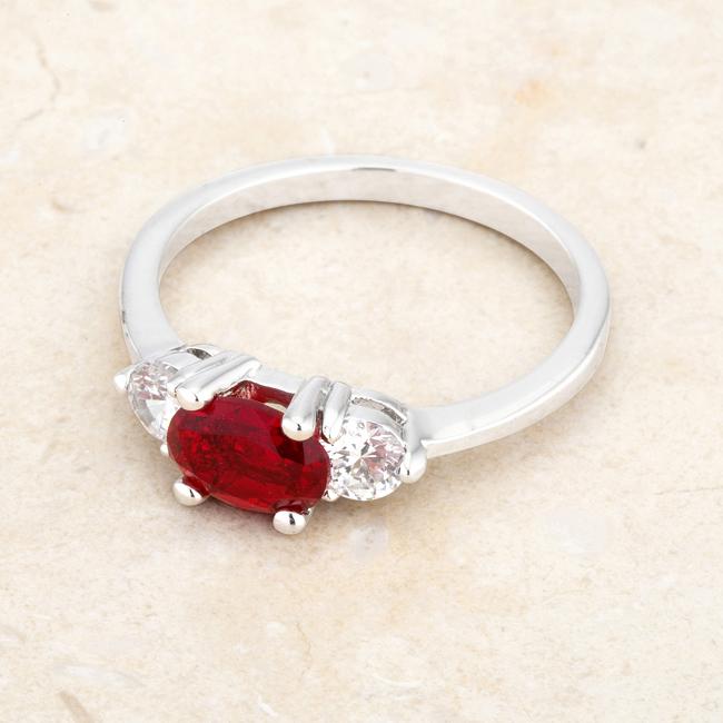 Miranna 1.2ct Garnet CZ Rhodium Classic Oval Ring - Charming Charlie