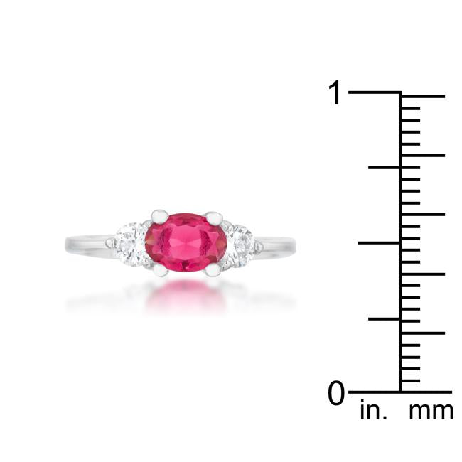 Miranna 1.2ct Fuchsia CZ Rhodium Classic Oval Ring - Charming Charlie