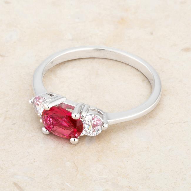Miranna 1.2ct Fuchsia CZ Rhodium Classic Oval Ring - Charming Charlie