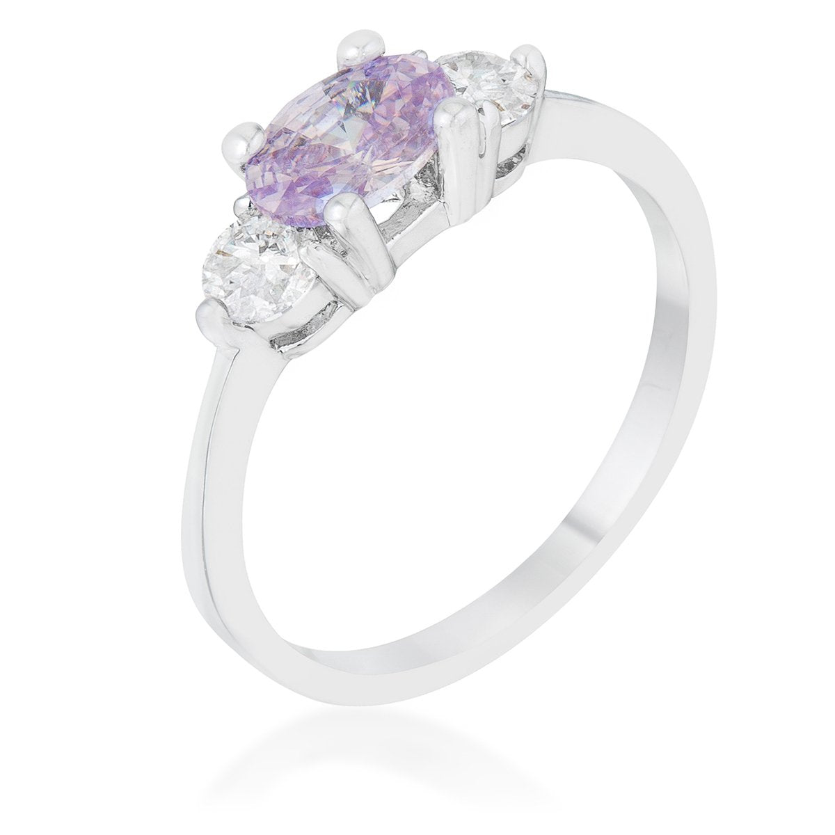 Miranna 1.2ct Lavender CZ Rhodium Classic Oval Ring - Charming Charlie