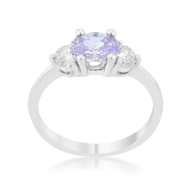 Miranna 1.2ct Lavender CZ Rhodium Classic Oval Ring - Charming Charlie