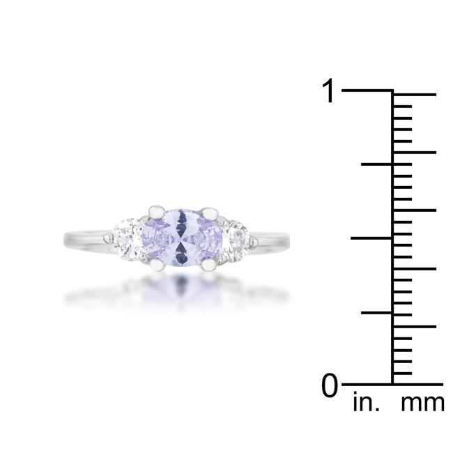 Miranna 1.2ct Lavender CZ Rhodium Classic Oval Ring - Charming Charlie