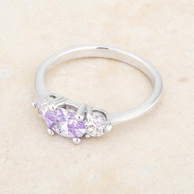 Miranna 1.2ct Lavender CZ Rhodium Classic Oval Ring - Charming Charlie