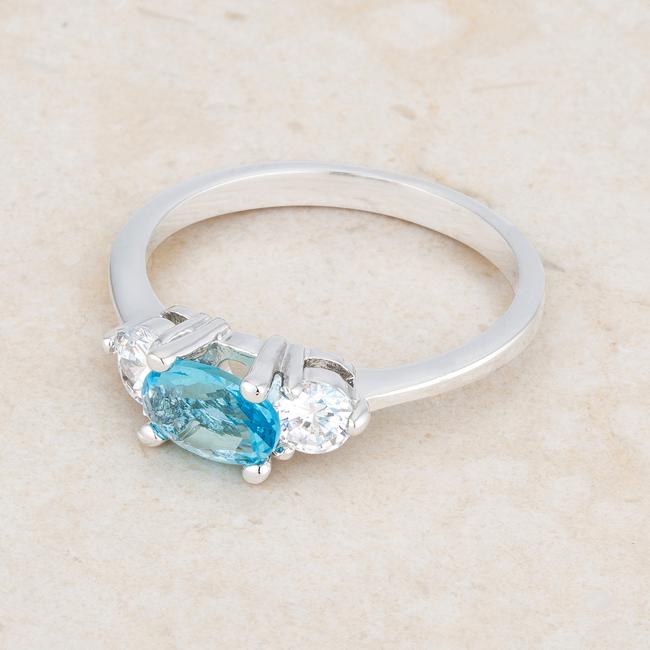 Miranna 1.2ct Blue Topaz CZ Rhodium Classic Oval Ring - Charming Charlie