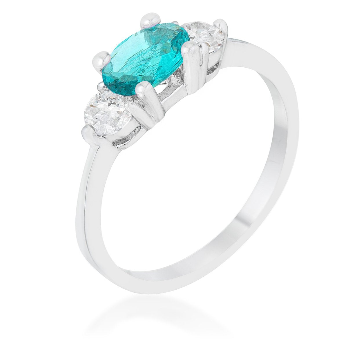 Mariah 1.2ct CZ Rhodium Aqua Simple Classic Ring - Charming Charlie