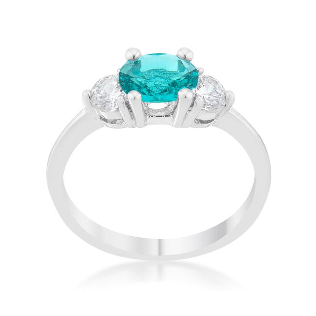 Mariah 1.2ct CZ Rhodium Aqua Simple Classic Ring - Charming Charlie
