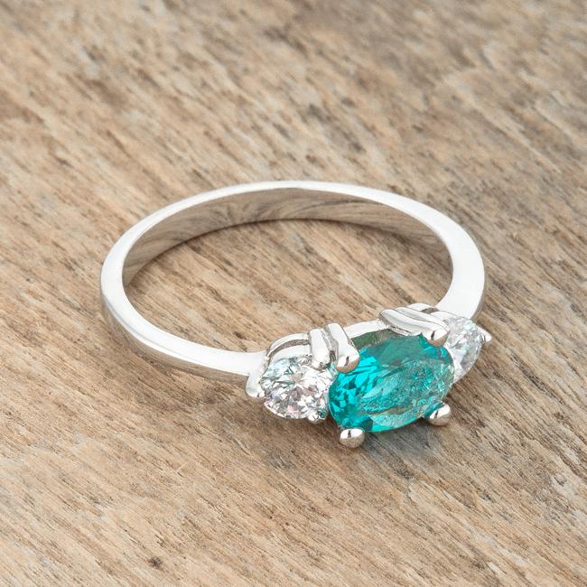 Mariah 1.2ct CZ Rhodium Aqua Simple Classic Ring - Charming Charlie