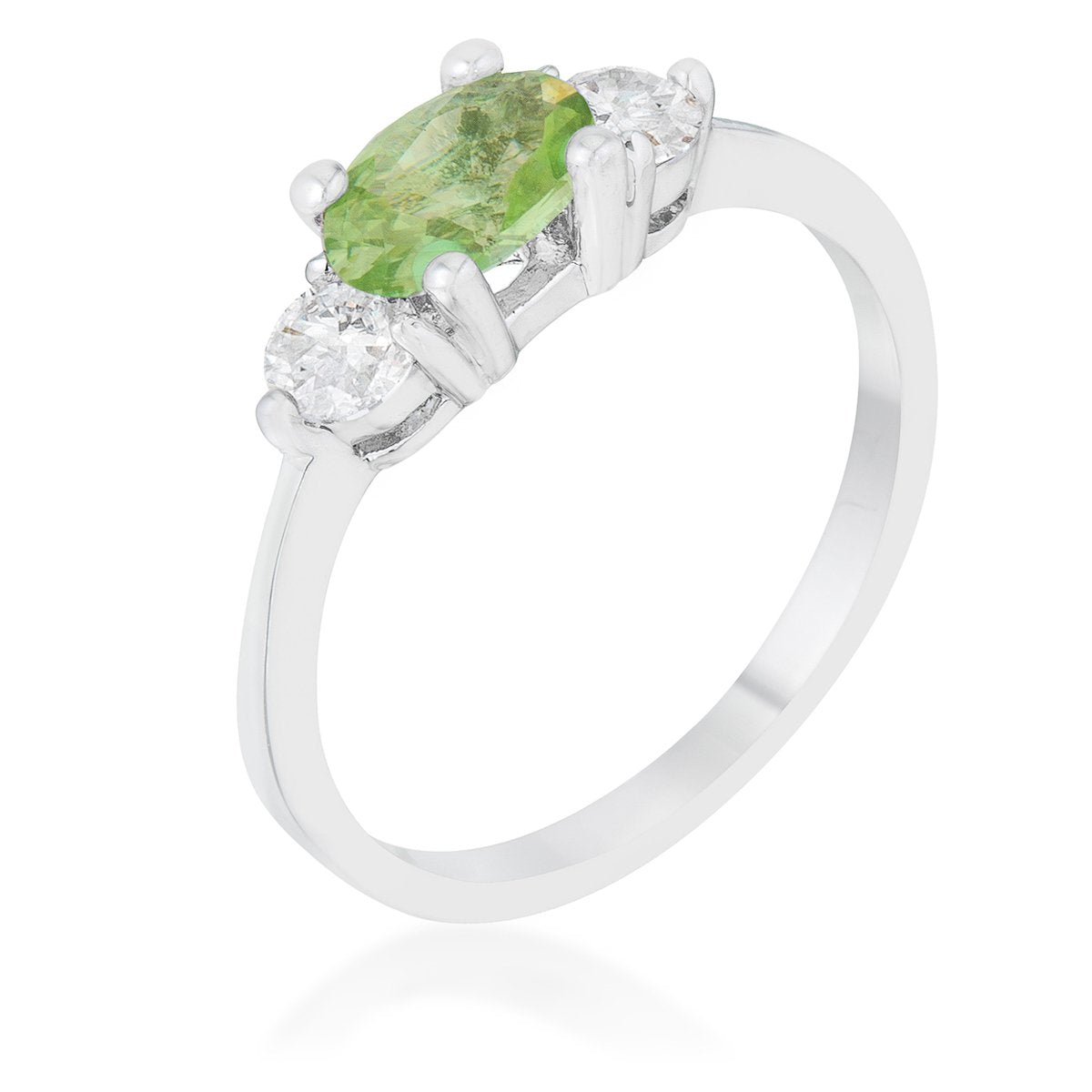 Miranna 1.2ct Peridot CZ Rhodium Classic Oval Ring - Charming Charlie