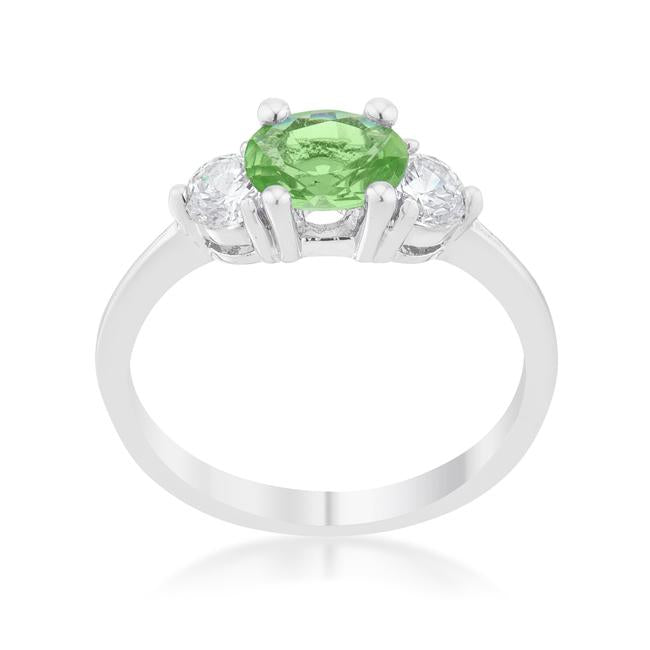 Miranna 1.2ct Peridot CZ Rhodium Classic Oval Ring - Charming Charlie