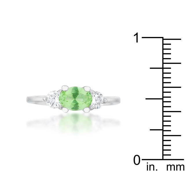 Miranna 1.2ct Peridot CZ Rhodium Classic Oval Ring - Charming Charlie