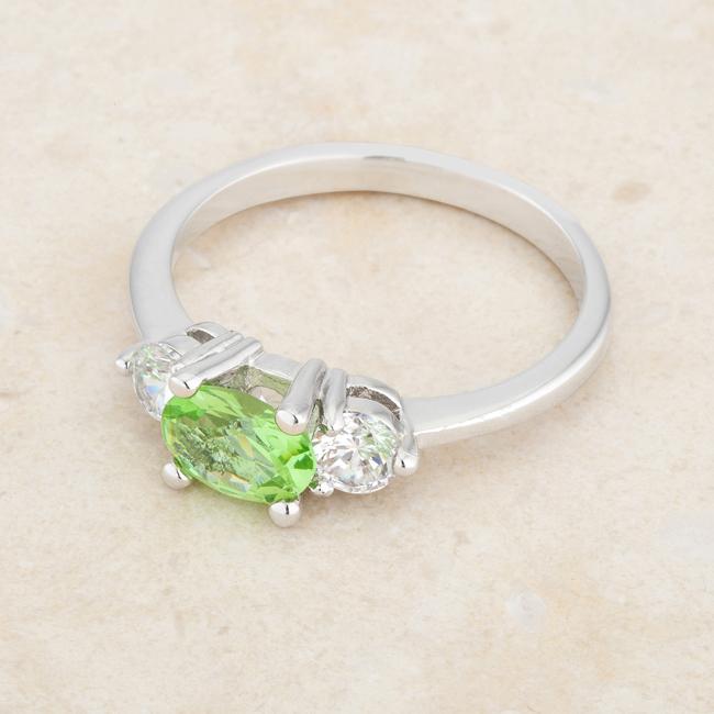 Miranna 1.2ct Peridot CZ Rhodium Classic Oval Ring - Charming Charlie
