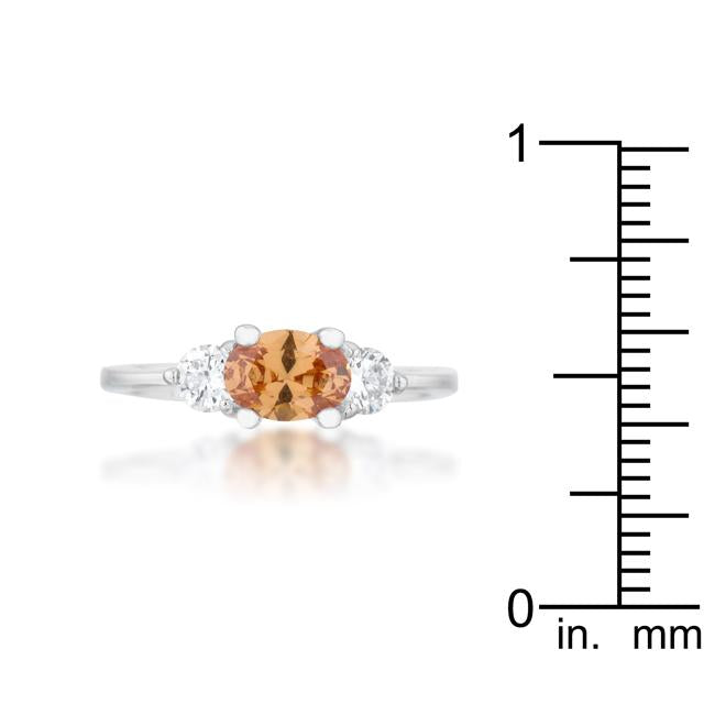 Miranna 1.2ct Champagne CZ Rhodium Classic Oval Ring - Charming Charlie