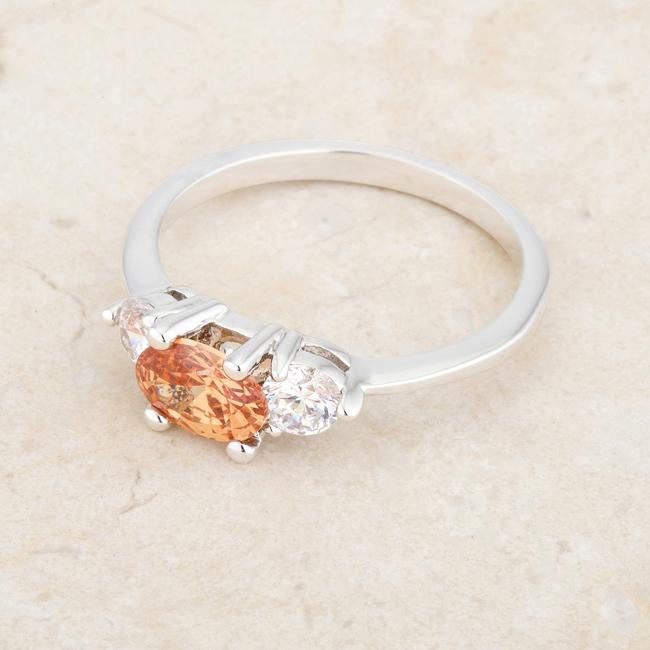 Miranna 1.2ct Champagne CZ Rhodium Classic Oval Ring - Charming Charlie
