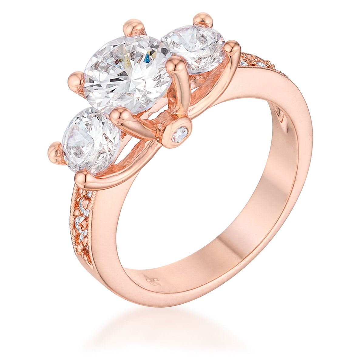 Dazzling Three Stone Engagement Ring with CZ - Charming Charlie