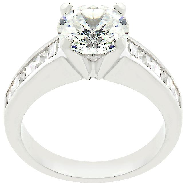 Classic Rhodium Plated Engagement Ring - Charming Charlie