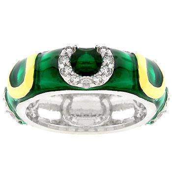 Green Enamel Horseshoe Ring - Charming Charlie