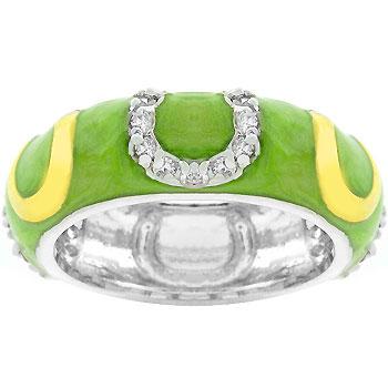 Apple Green Enamel Horseshoe Ring - Charming Charlie