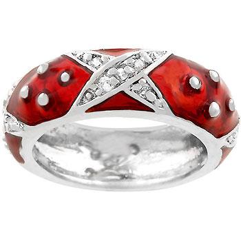 Marbled Ruby Red Enamel Ring - Charming Charlie