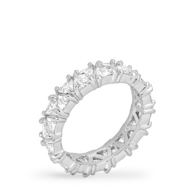 Rhodium Plated Trillion Eternity Band - Charming Charlie