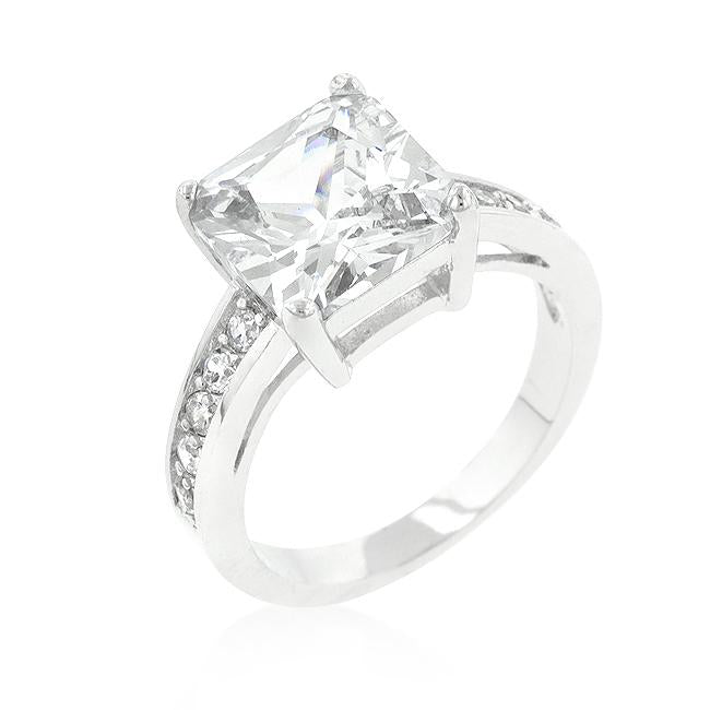 Classic Princess Cut Raised Pave Engagement Ring - Charming Charlie